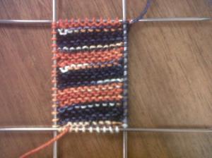 Stitches are now picked up so that you can start knitting the sides of the bootie.