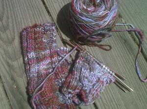 Mitts with ugly yarn.