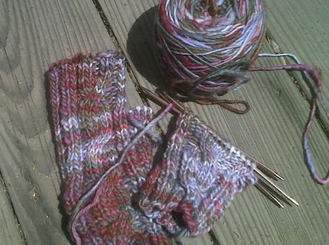 Mitts with ugly yarn.
