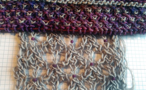 Purple beads and lace.