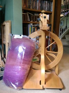 Batt and spinning wheel