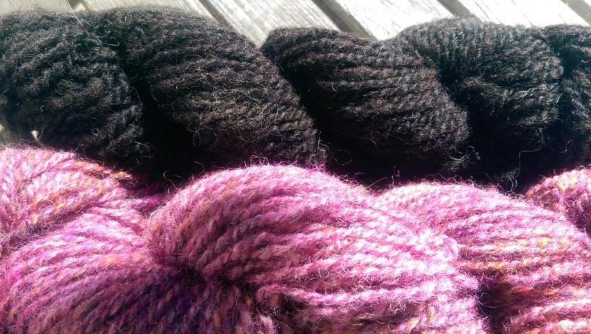 Black and colored yarn