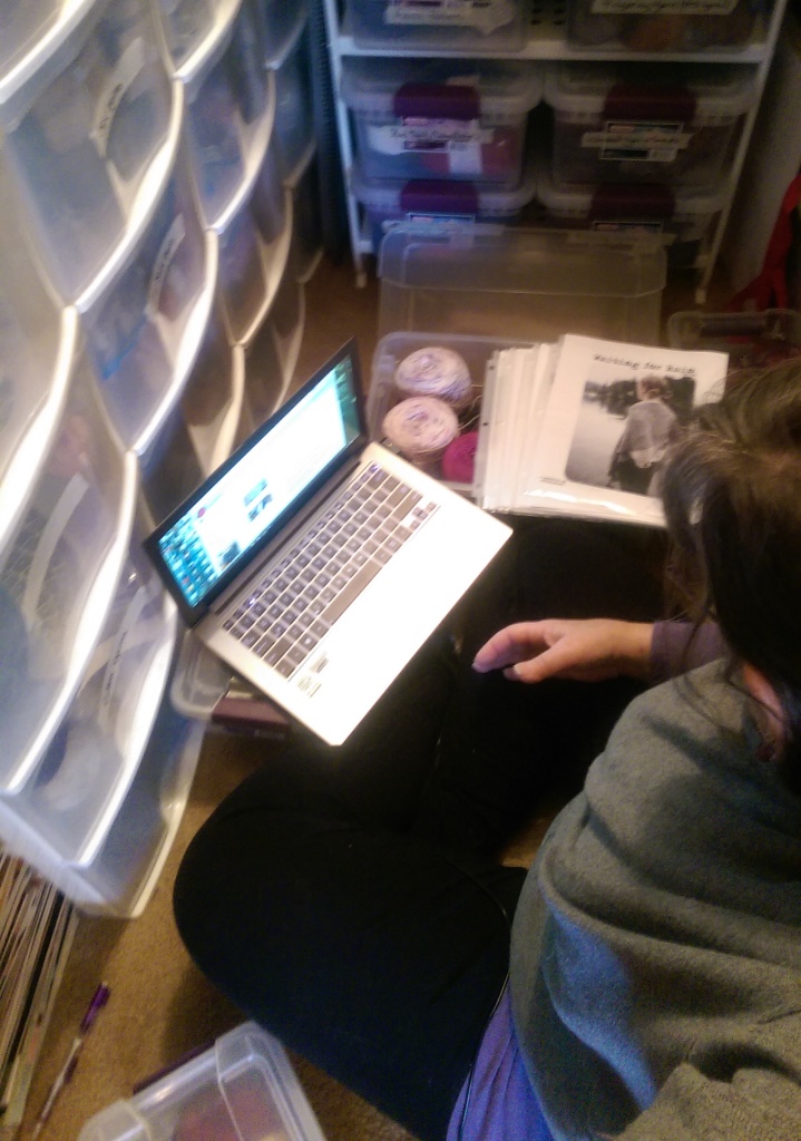 working on the floor of the stash room