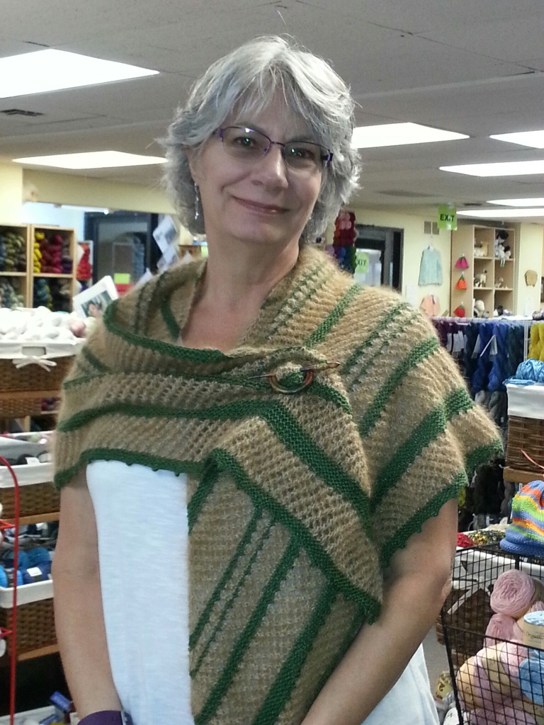 Deb Modeling her Shawl