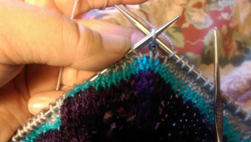 Putting Bead onto Shawl