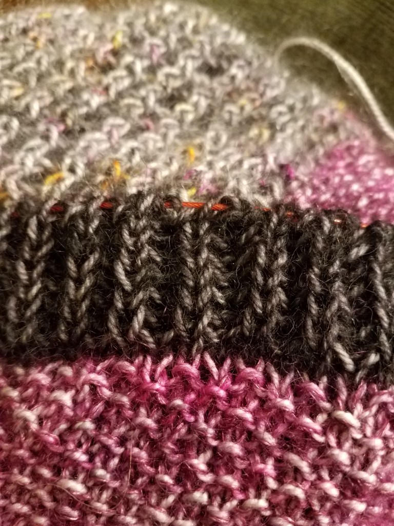 Close-up of the knitting