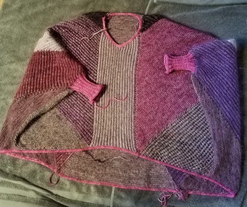 Blocking the sweater.