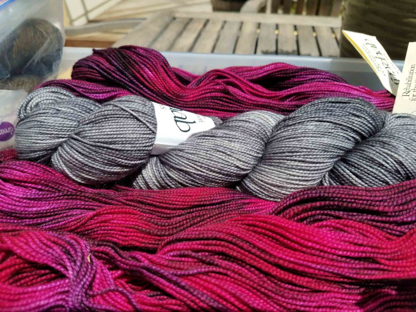 Kitted up sweater waiting to be knit.