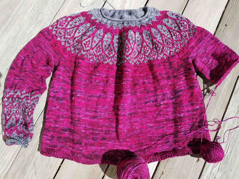 Sweater in progress.